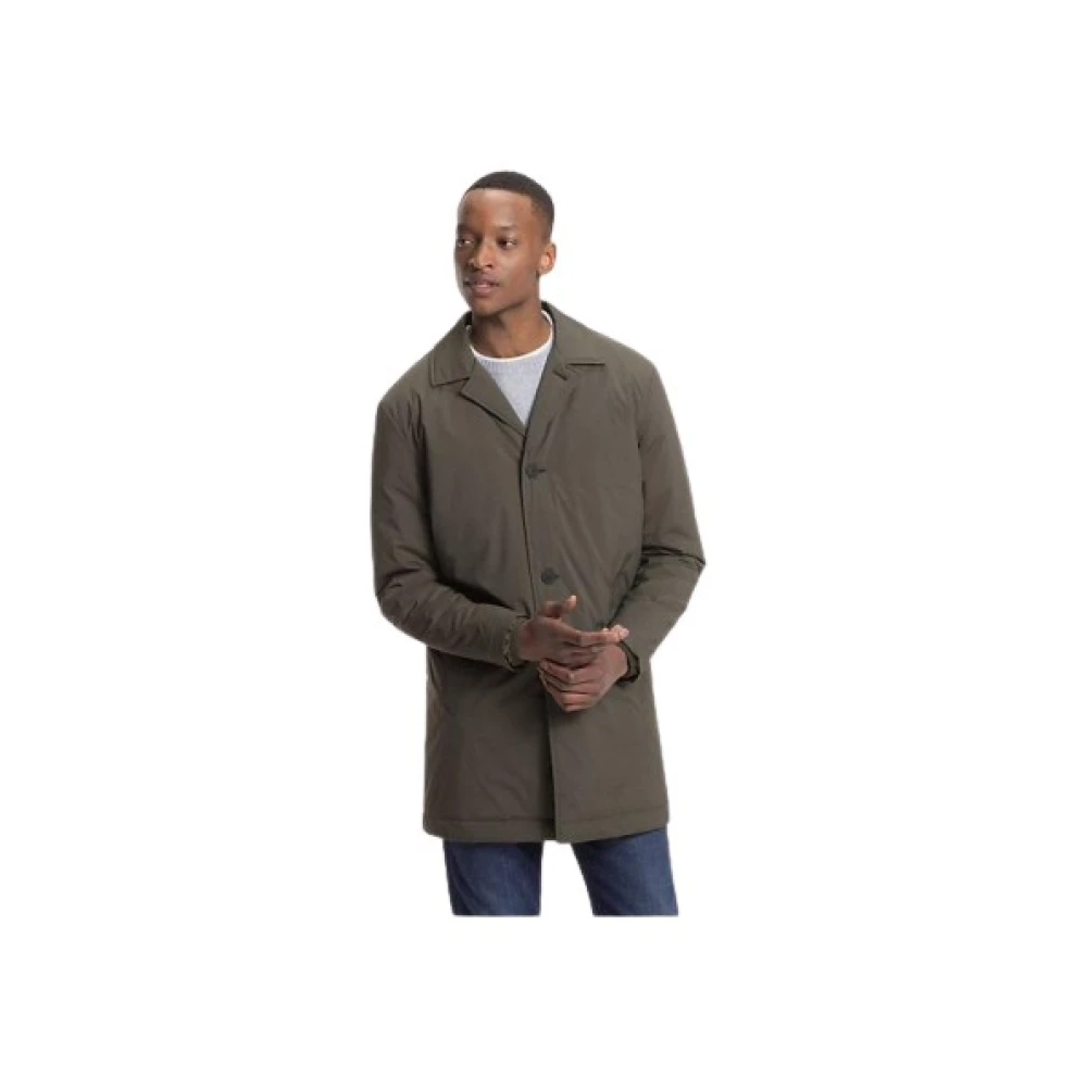 Tommy Hilfiger Gewatteerde nylon jas met revers Green Heren