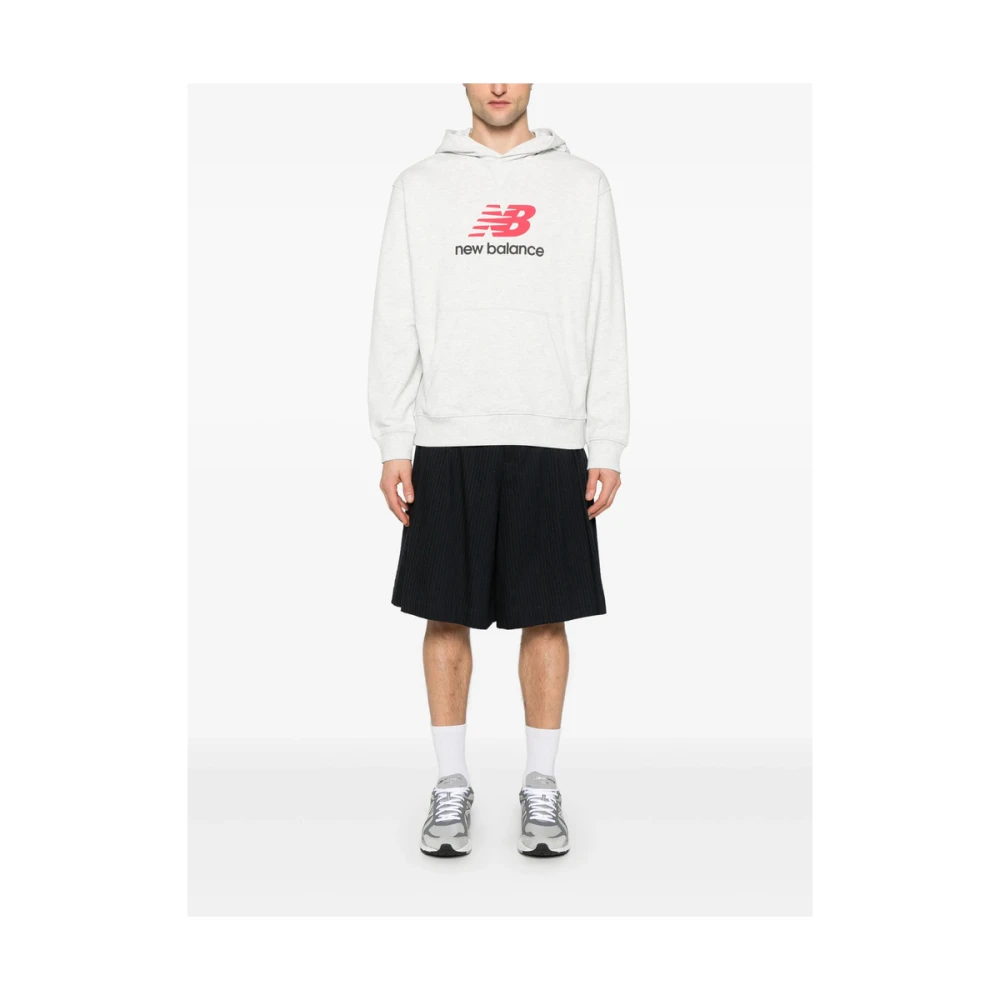 New Balance Lichtgrijze Sweatshirt met Zak Gray Heren