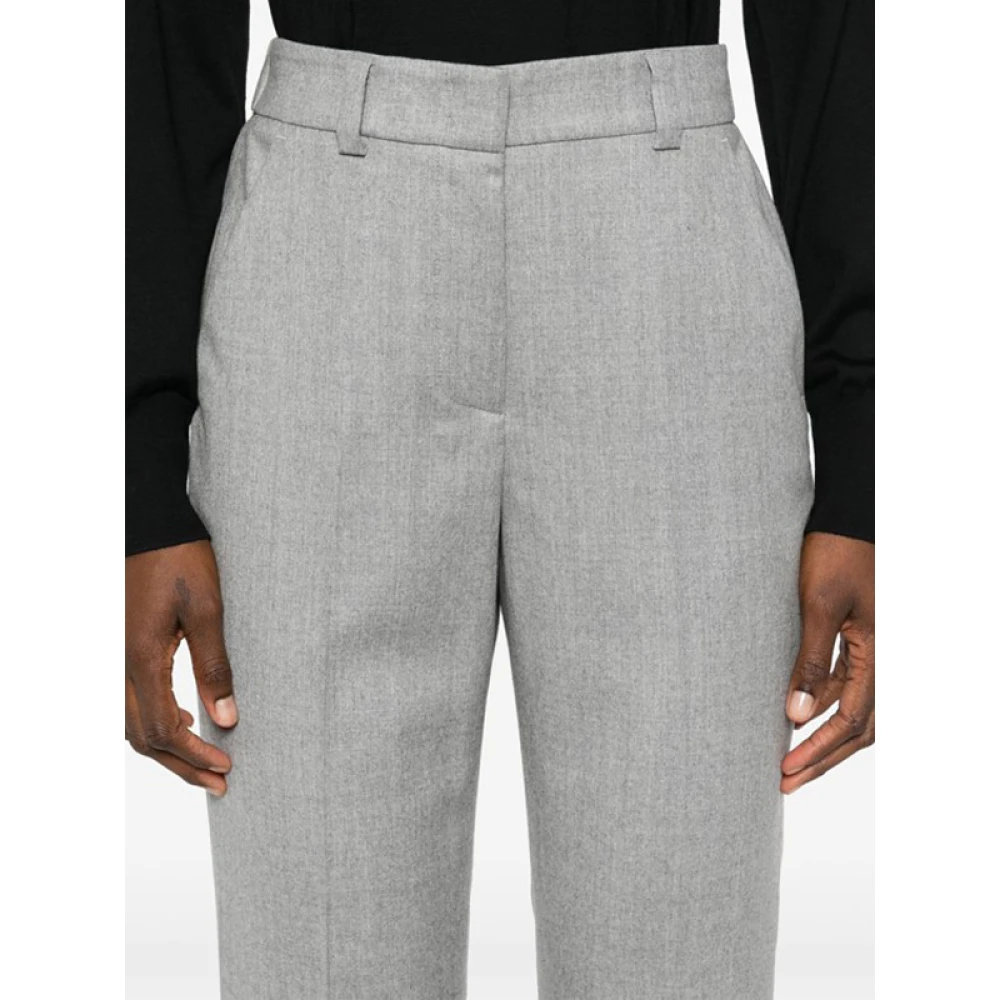 PESERICO Gemêleerde wollen broek met plooi Gray Dames