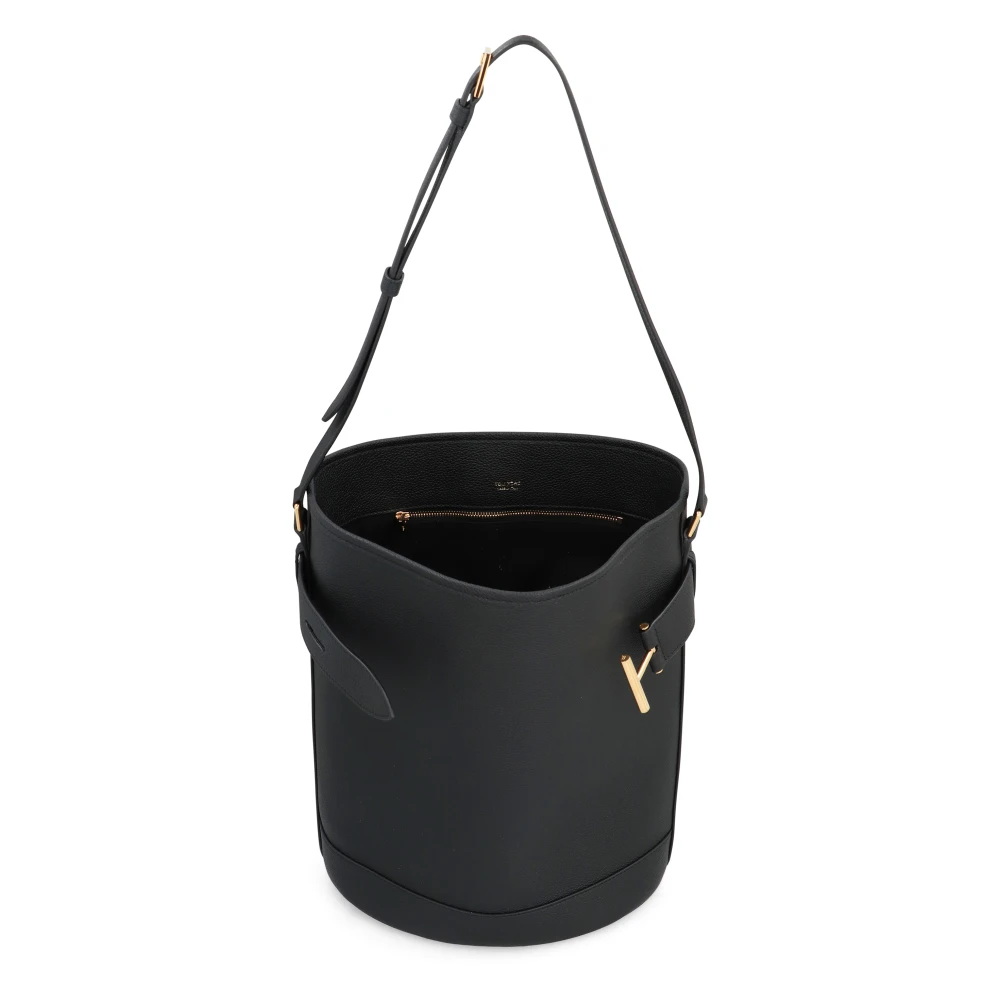Tom Ford Leren emmer tas met verstelbare band Black Dames