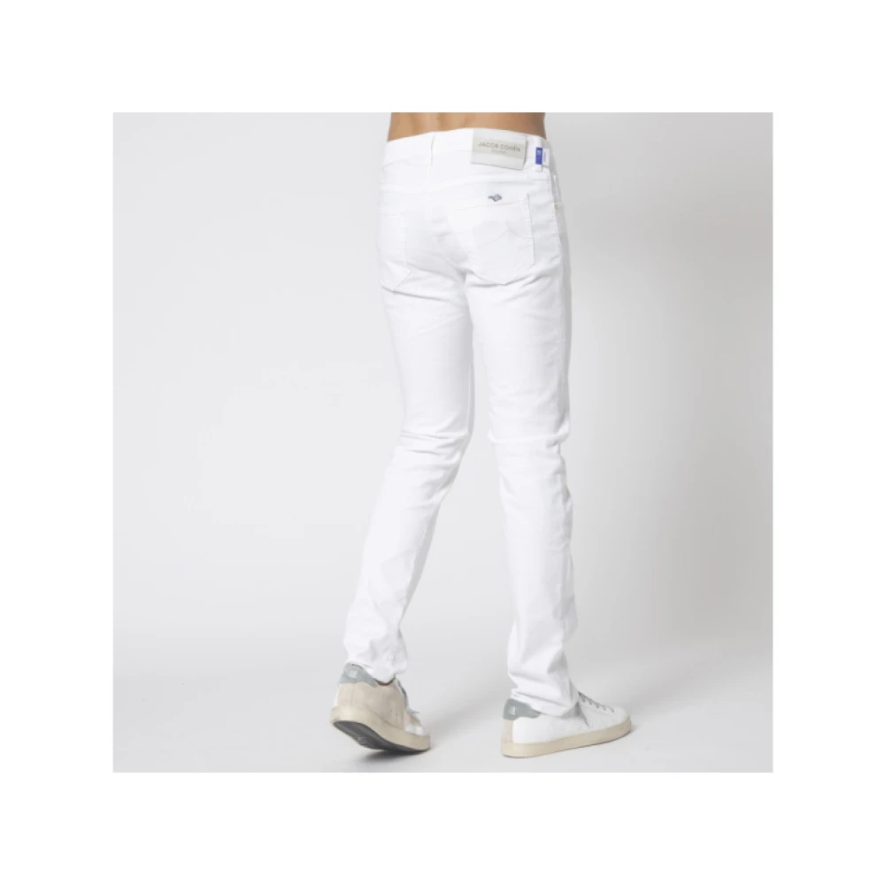 Jacob Cohën Witte Jeans Model Nick Slim Fit Knoopsluiting Stretch White Heren