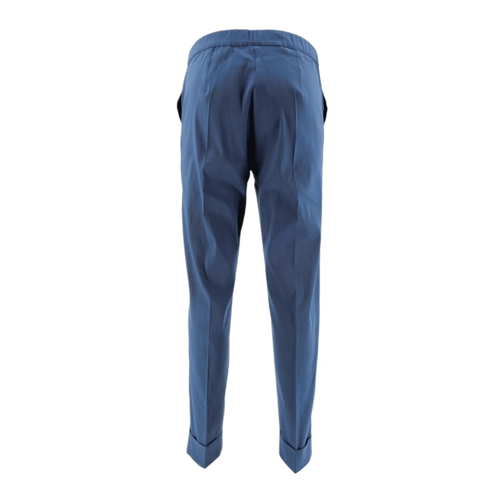 D.Exterior Blauwe Linnen Slim-Fit Broek met Lurex Blue Dames