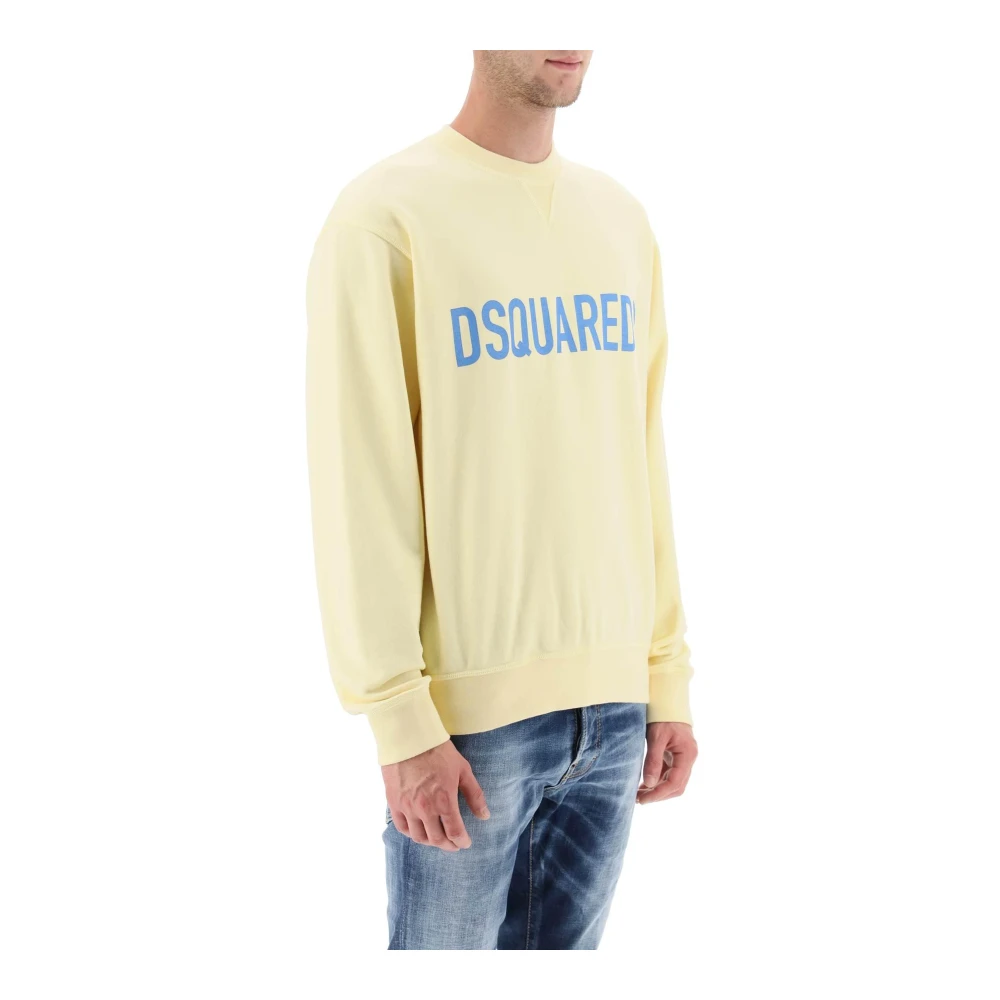Dsquared2 Logo Print Sweatshirt met ronde hals Yellow Heren