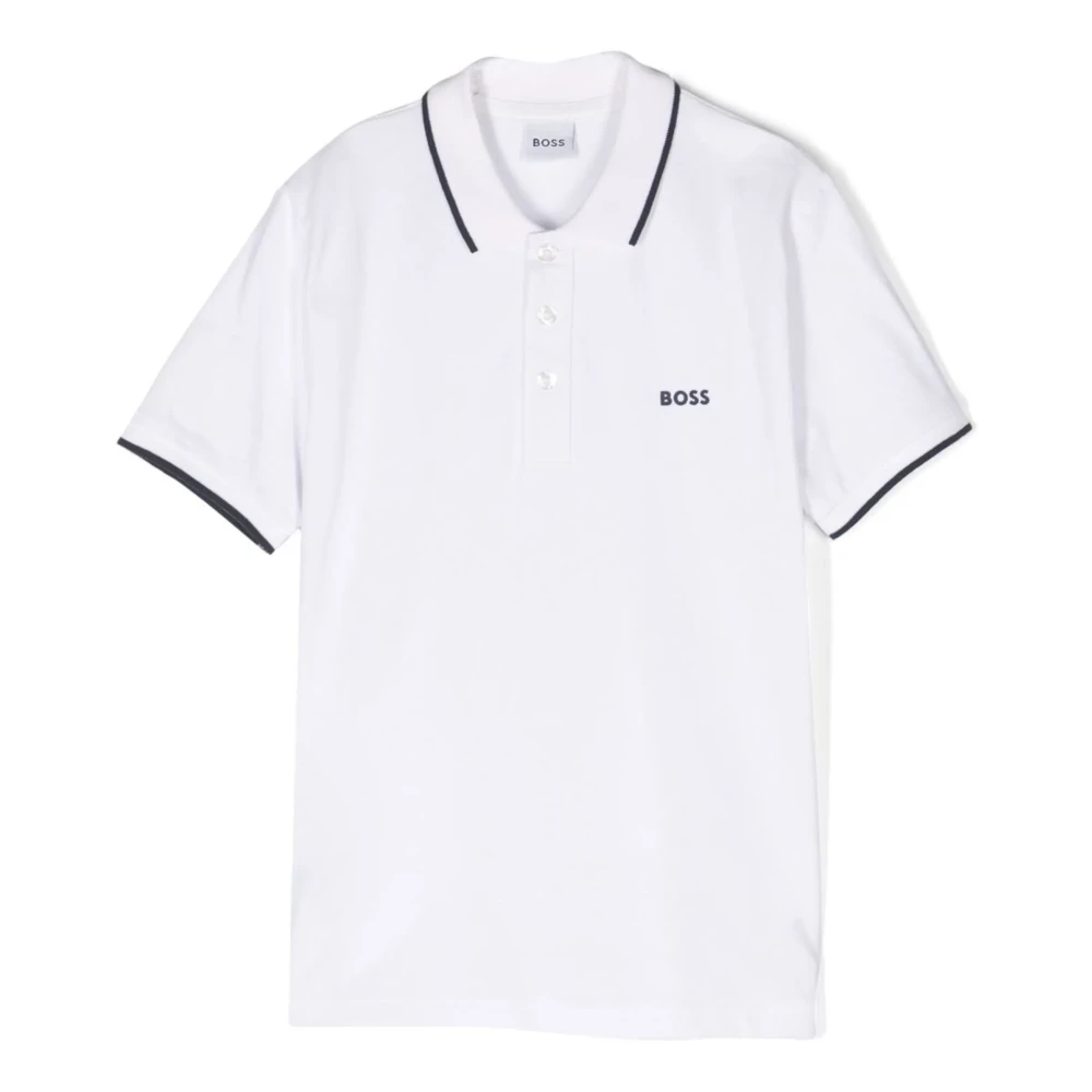 Hugo Boys White Kids Short Sleeve T-Shirts, 5 Y, Embossed Logo Polo Shirt