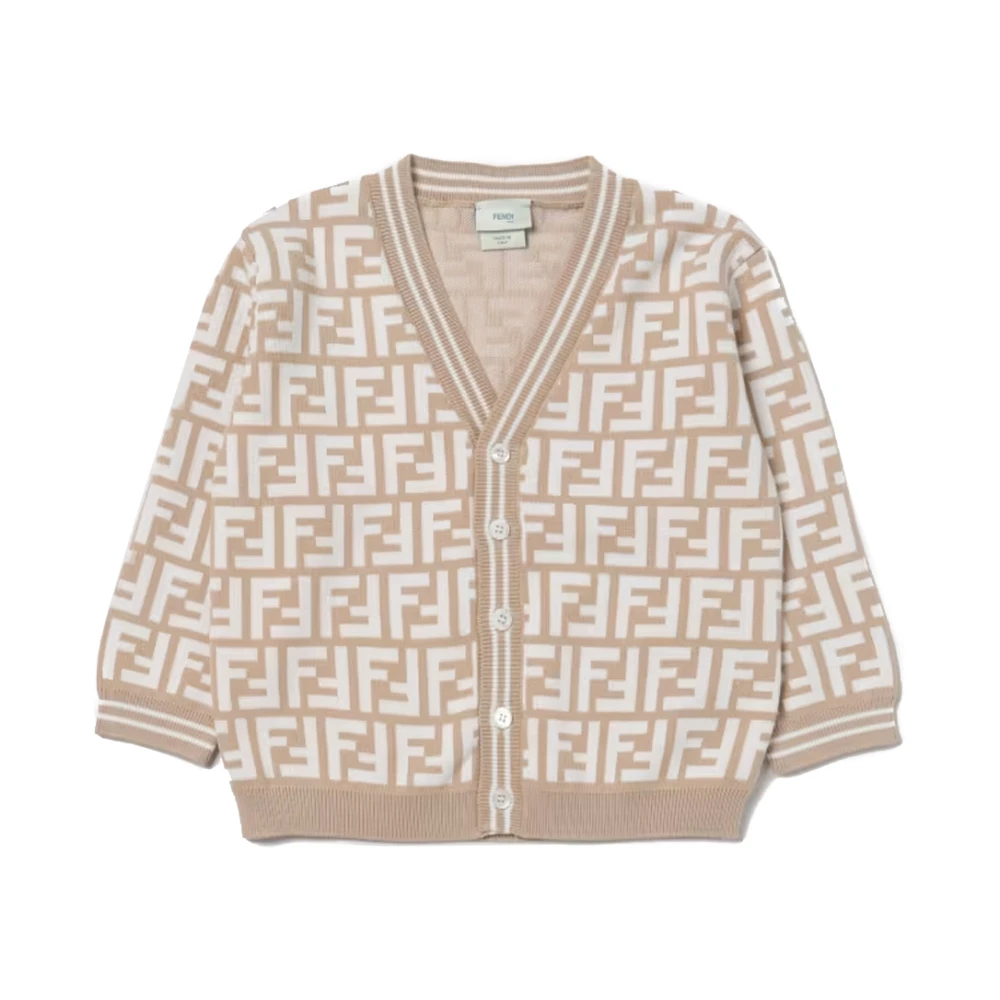 Fendi Unisex Kids Beige Kids Cardigan Knitwear