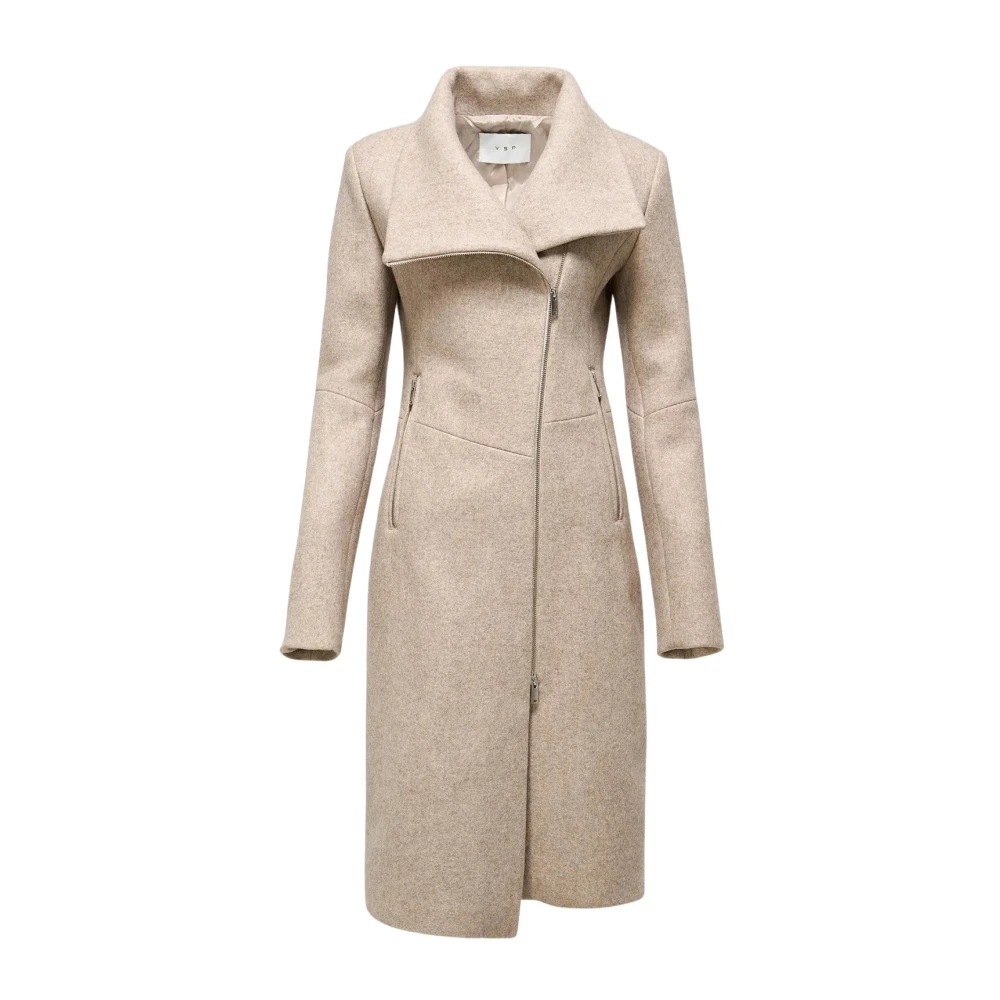 Vsp Women's Beige Vilma Wool Coat - Single-Breasted Coats - S - Coats