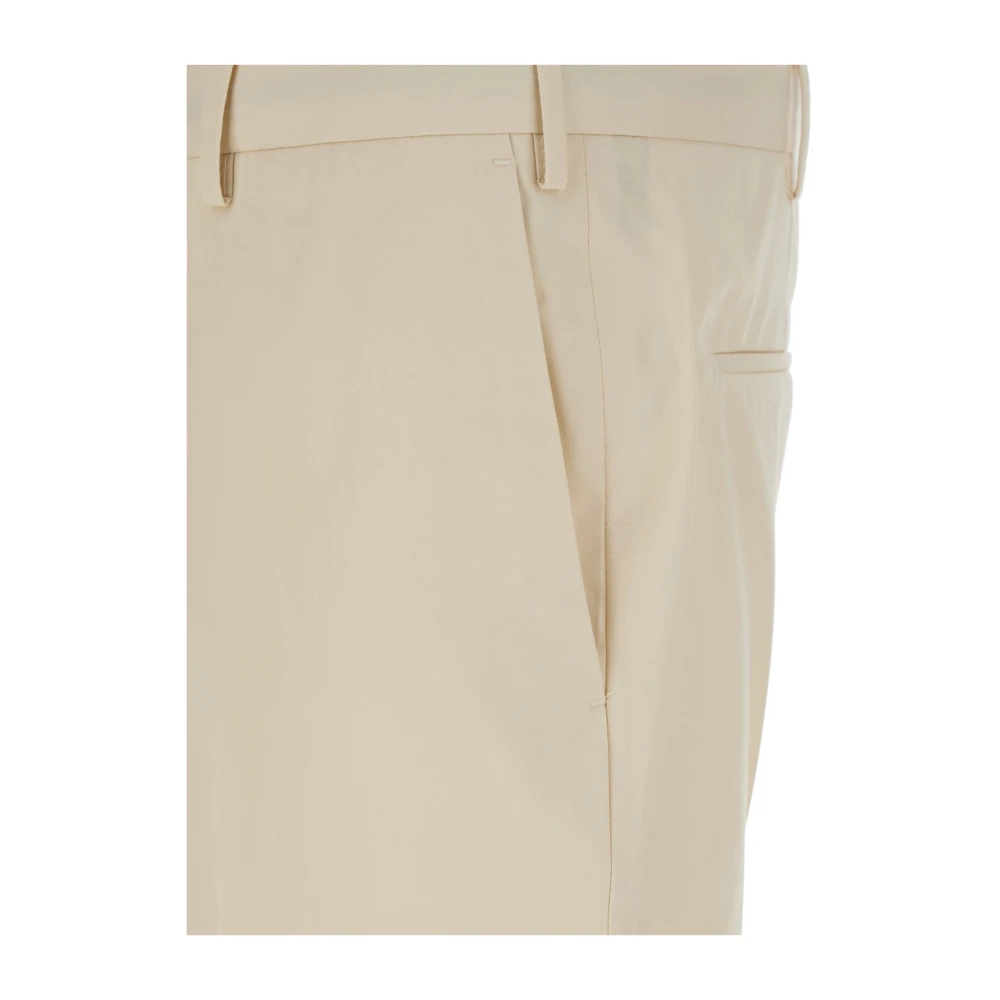 PT Torino Witte Slim Fit Flanellen Broek White Heren