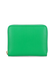 Grünes Leder-Reißverschluss-Portemonnaie mit Kartenfächern