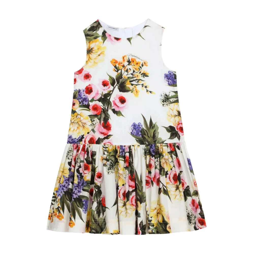 Dolce & Gabbana Girls Multicolor Optical White Dress Size 12 Y