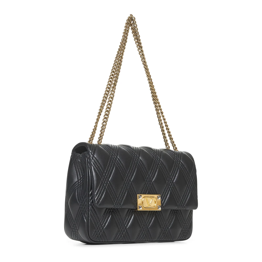 Valentino Garavani Zwarte Gewatteerde Leren Schoudertas Black Dames