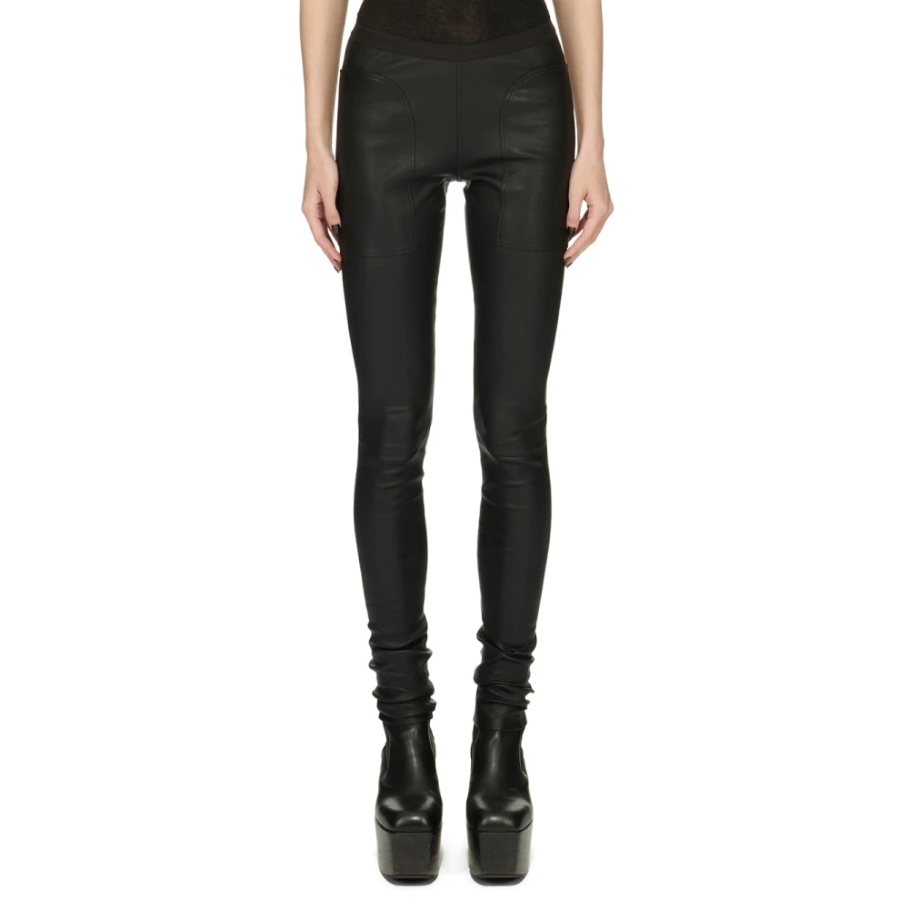 Rick Owens Zwarte leren stretchleggings Black Dames