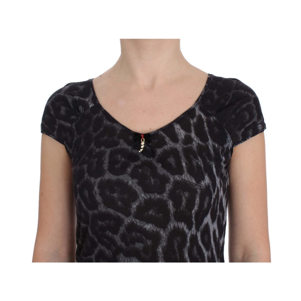 Roberto Cavalli Grijs Luipaard Modal T-Shirt Blouse Top Gray Dames