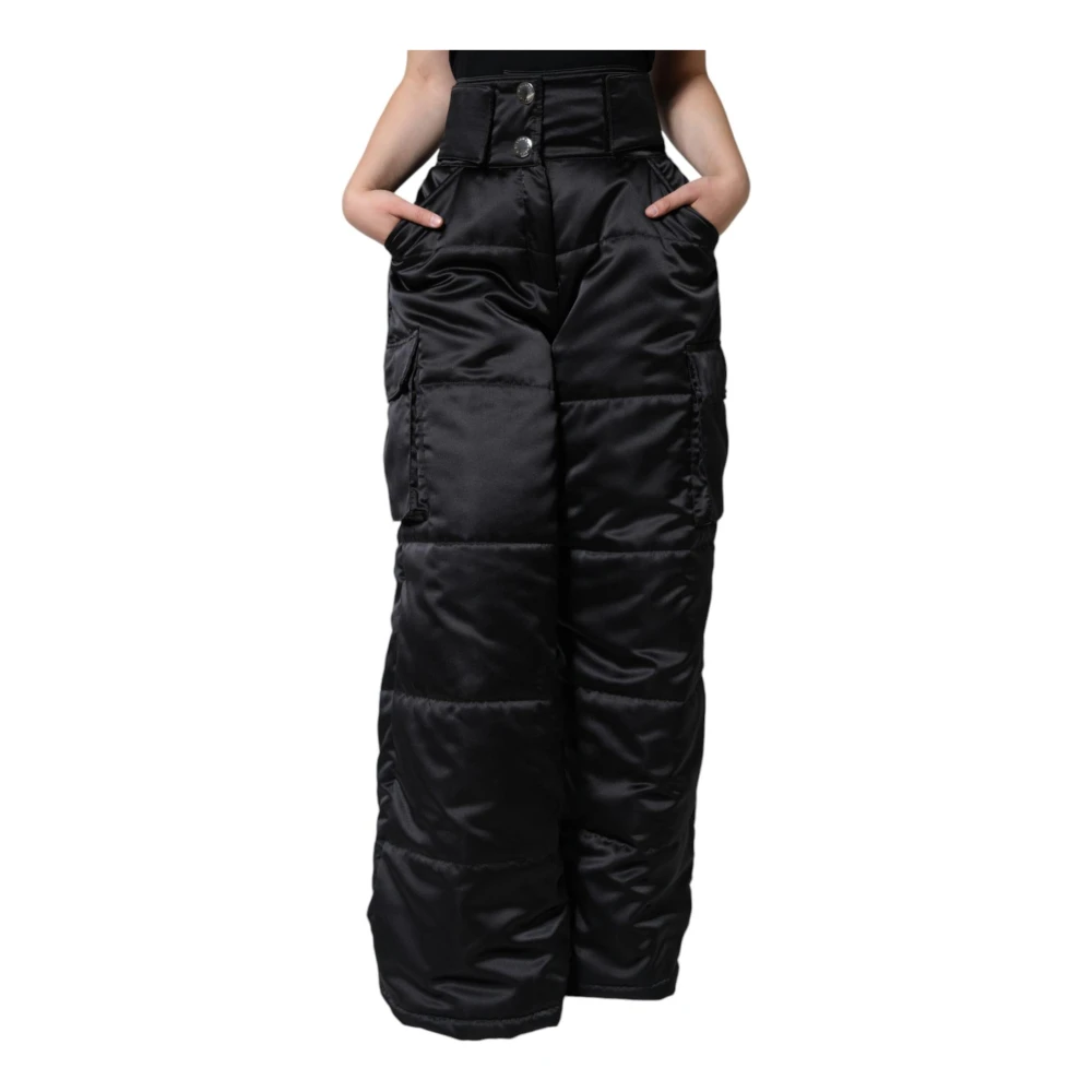 Dolce & Gabbana Zwarte Boot Cut Broek Hoge Taille Black Dames