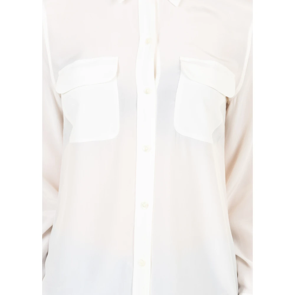 Equipment Witte Signature Longsleeve Shirt White Dames