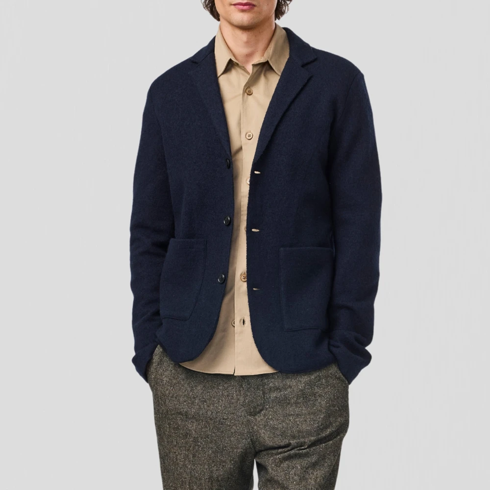 Nn07 Merino Wol Navy Blauw Blazer Jas Black Heren