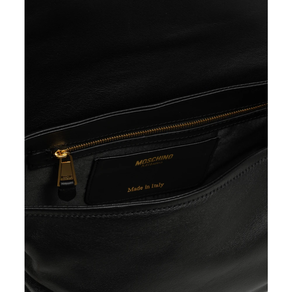 Moschino Stijlvolle Schoudertas met Letters Black Dames