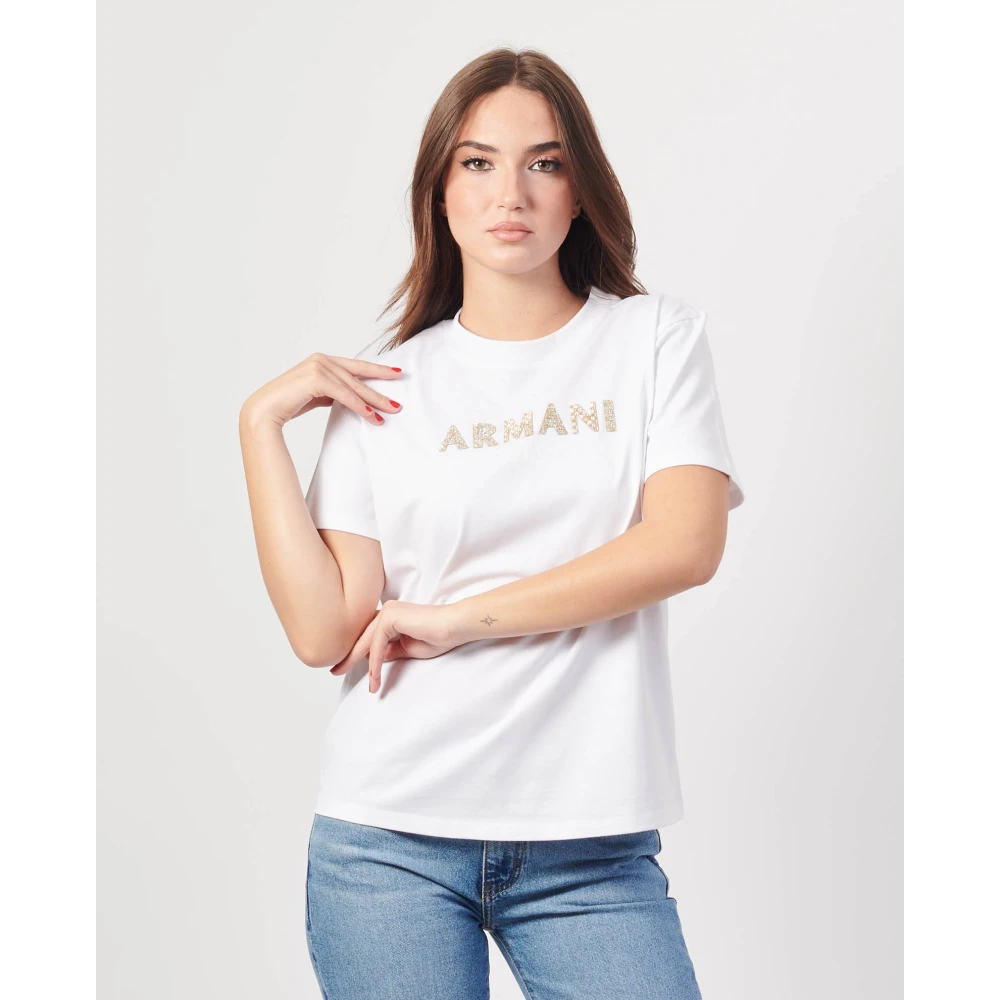 Armani Exchange Casual Ronde Hals T-shirt Wit White Dames