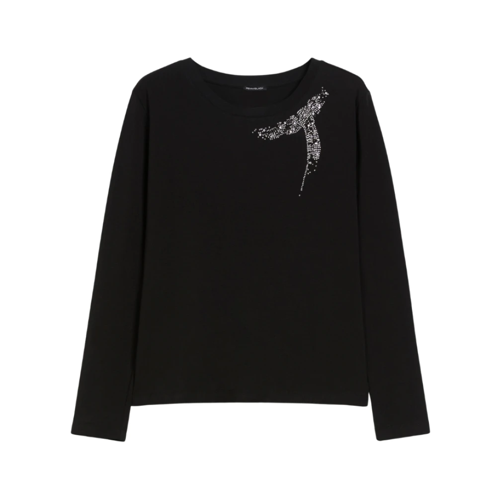 Pennyblack Women's Black Cotton T-Shirt With Rhinestones