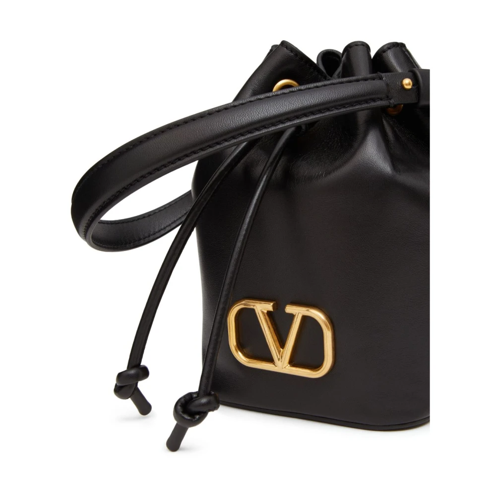 Valentino Garavani Zwarte VLogo Signature Trekkoord Tas Black Dames