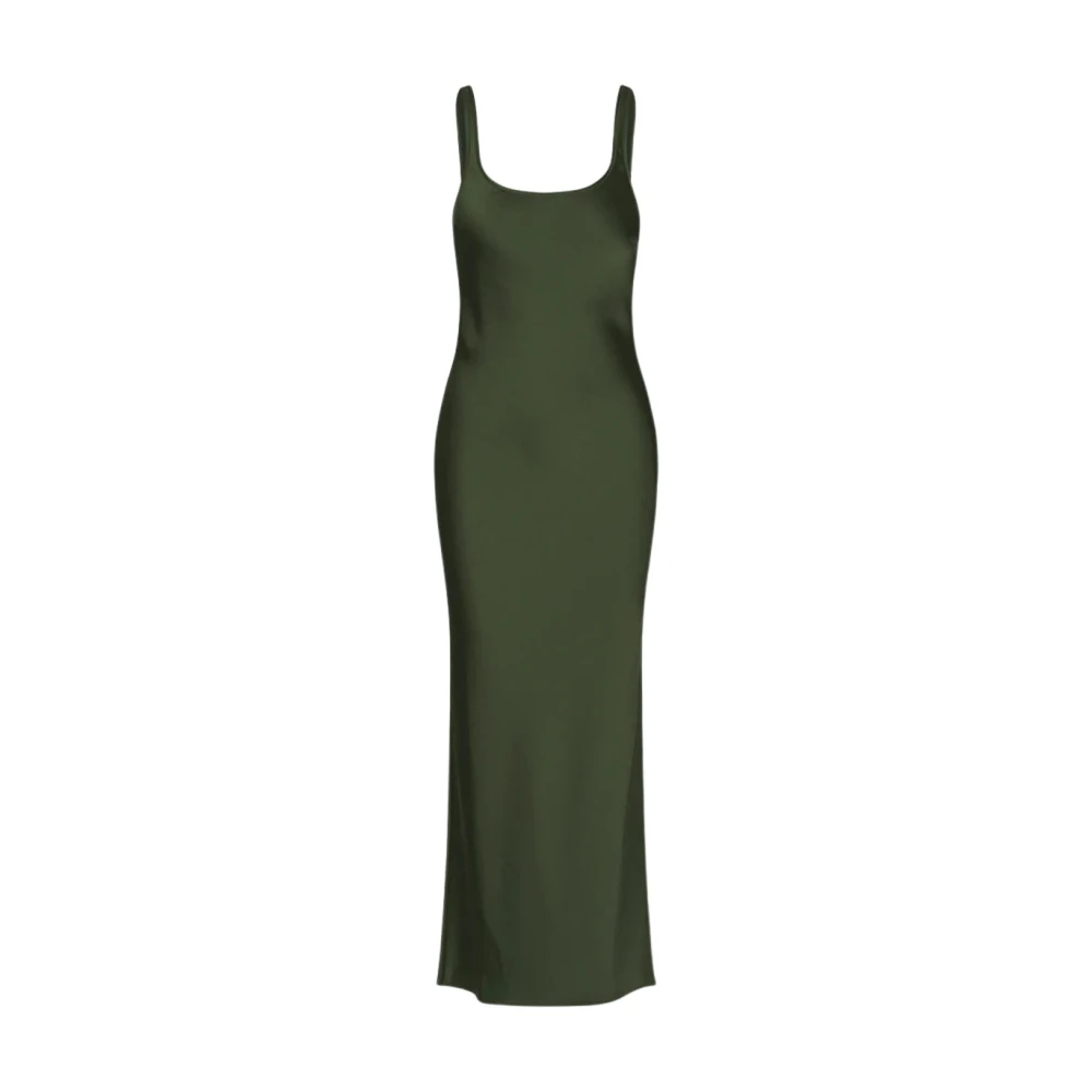 Samsøe Satin Maxi Jurk met Zijsplit Green Dames