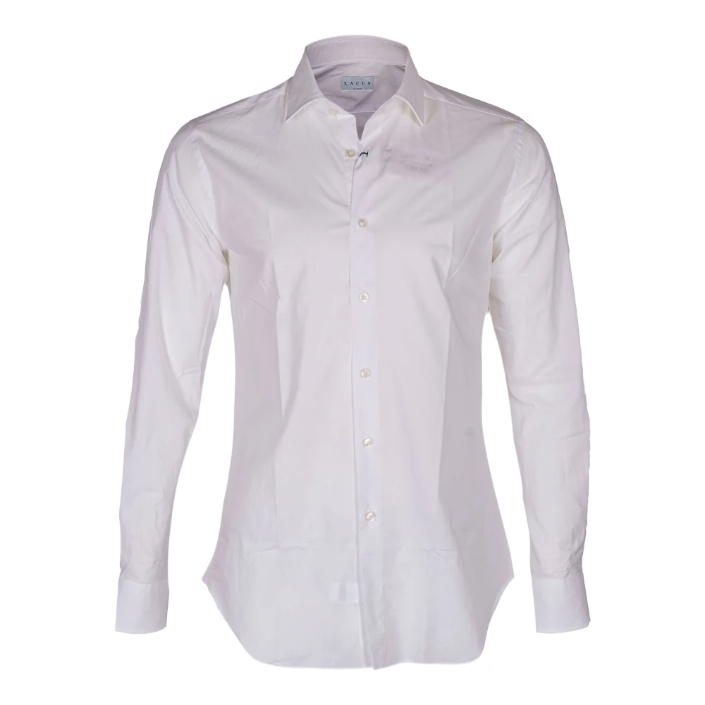 Xacus Men's White Formal Shirts, 4XL, Tailored Cotton Twill Shirt