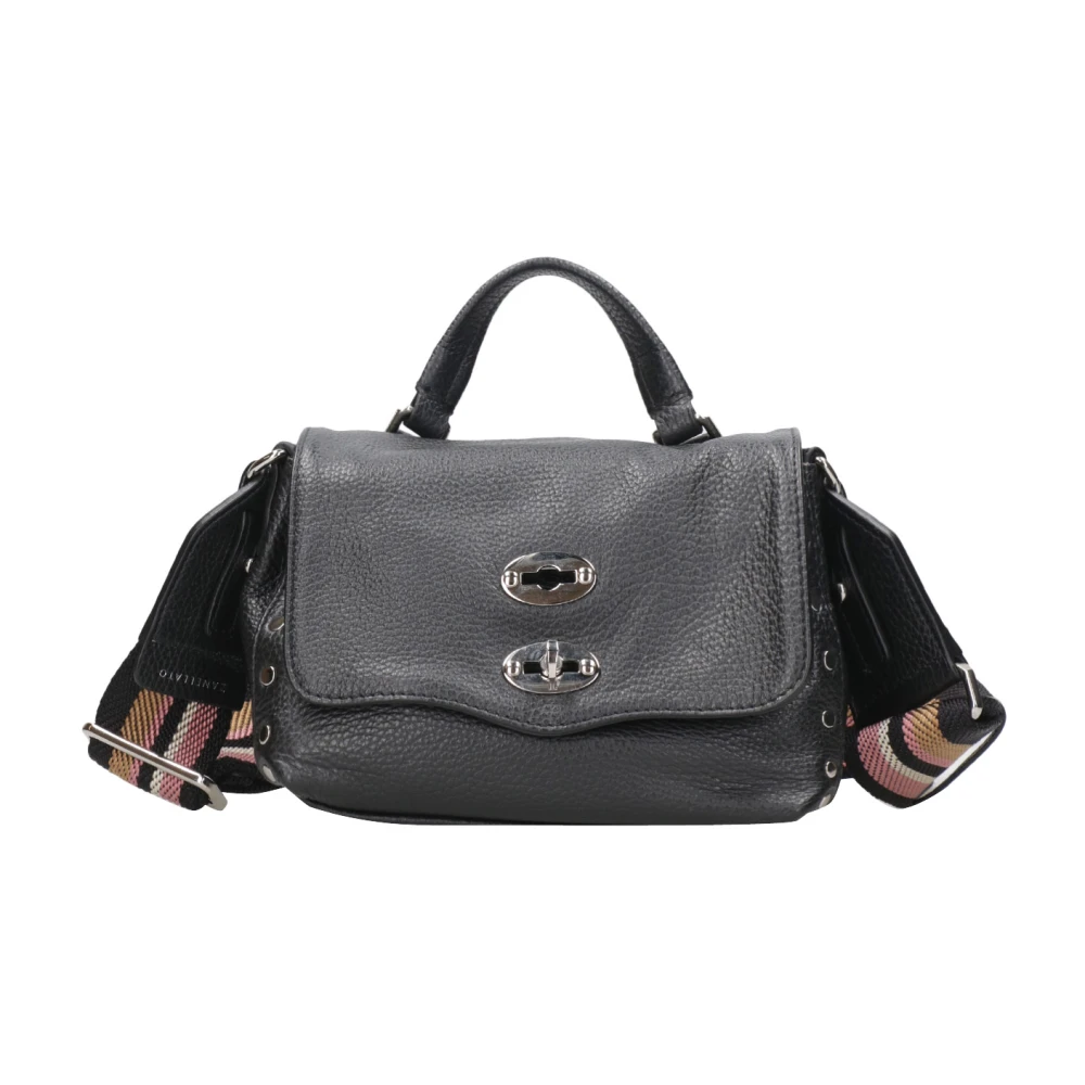 Zanellato Zwarte leren handtas met studs Black Dames