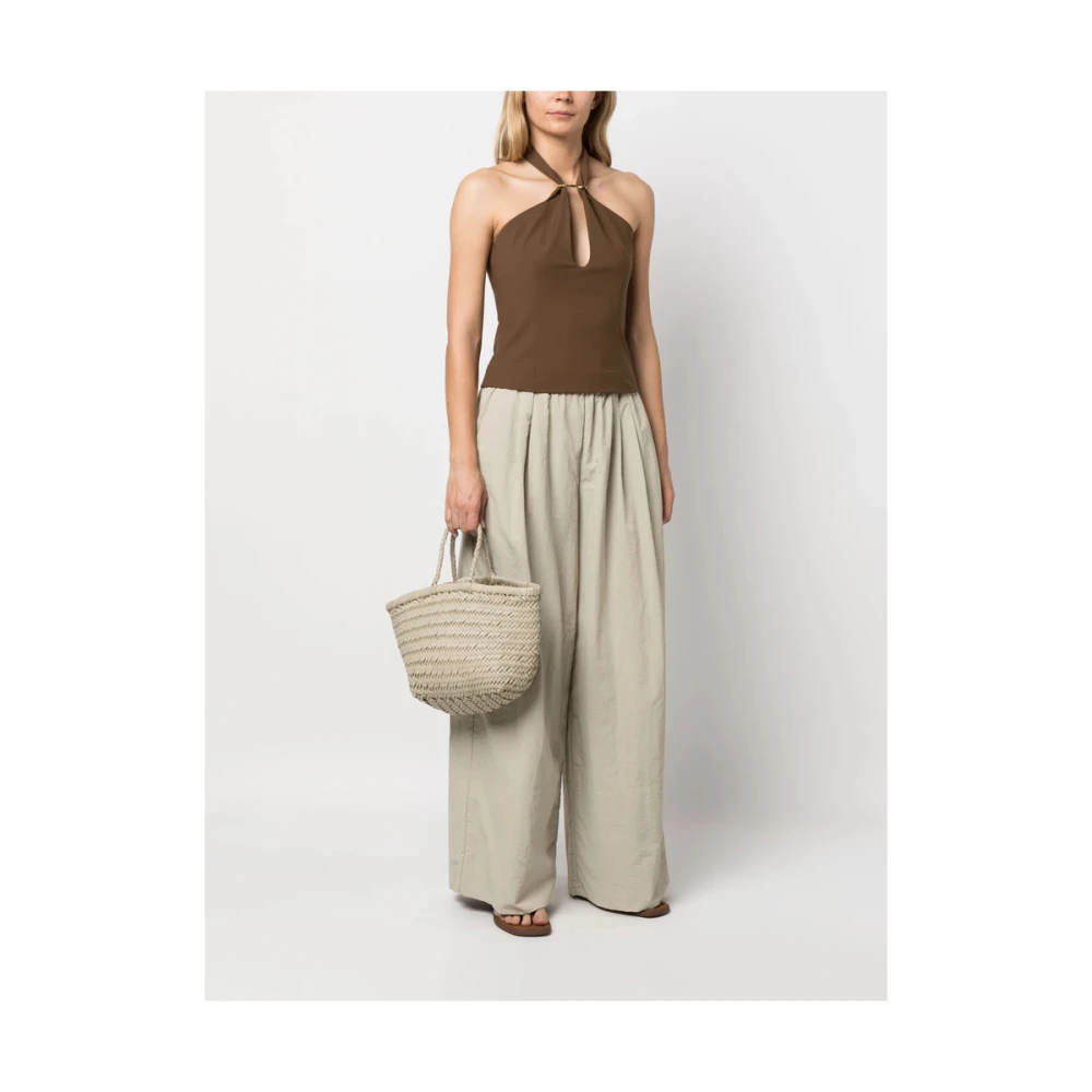 Dragon Diffusion Grijze Leren Geweven Cirkel Handtas Beige Dames