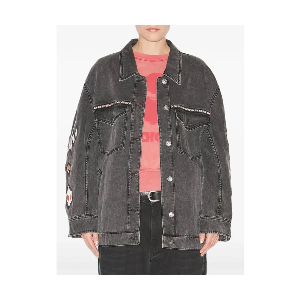 Isabel Marant Étoile Geborduurde Donkergrijze Buitenkleding Jas Gray Dames