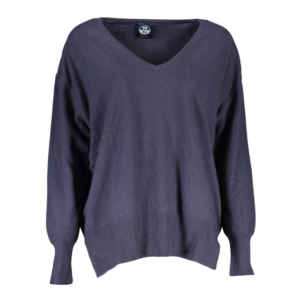 North Sails , V-Neck Knitwear, Female, Blue, Xs, Blue Long Sleeve Top