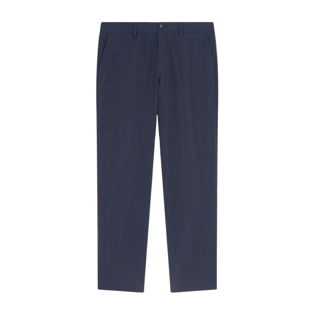 Paul Smith Men's Blue Cotton & Lyocell Micro Check Trousers - Slim-Fit Trousers - W32 - Trousers