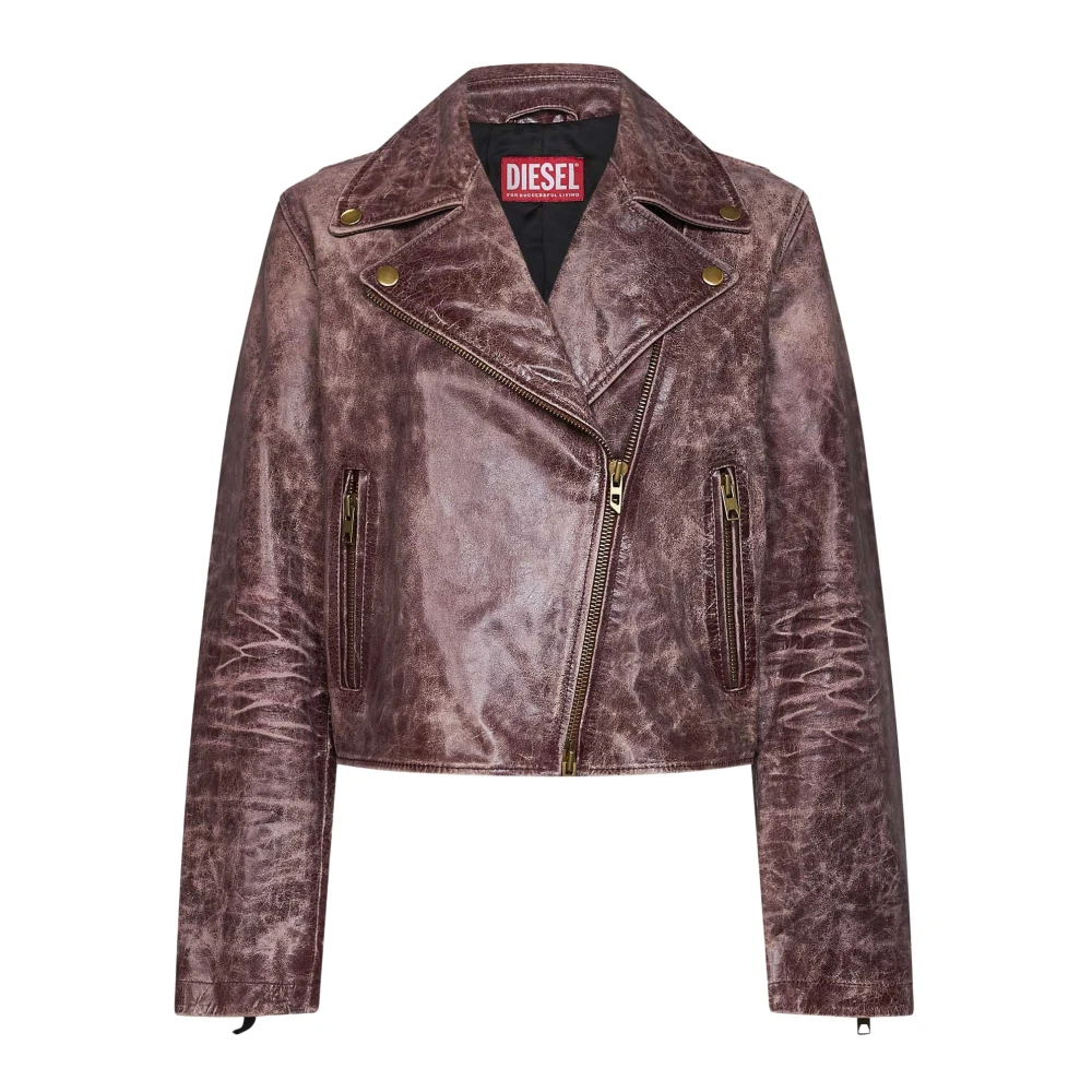 Diesel Brown Coats - Female - Leather Jackets - M - Jackets