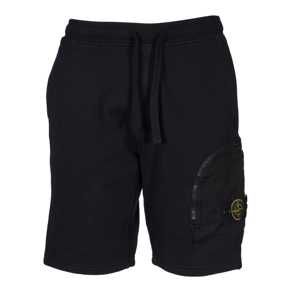 Stone Island Zwarte Cargo Bermuda Shorts met Zakken Black Heren