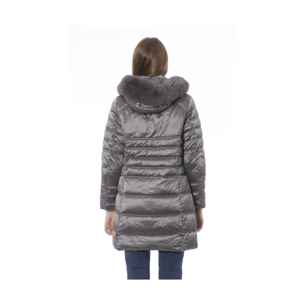Baldinini Chique Grijze Lange Donsjas met Monogramdetail Gray Dames