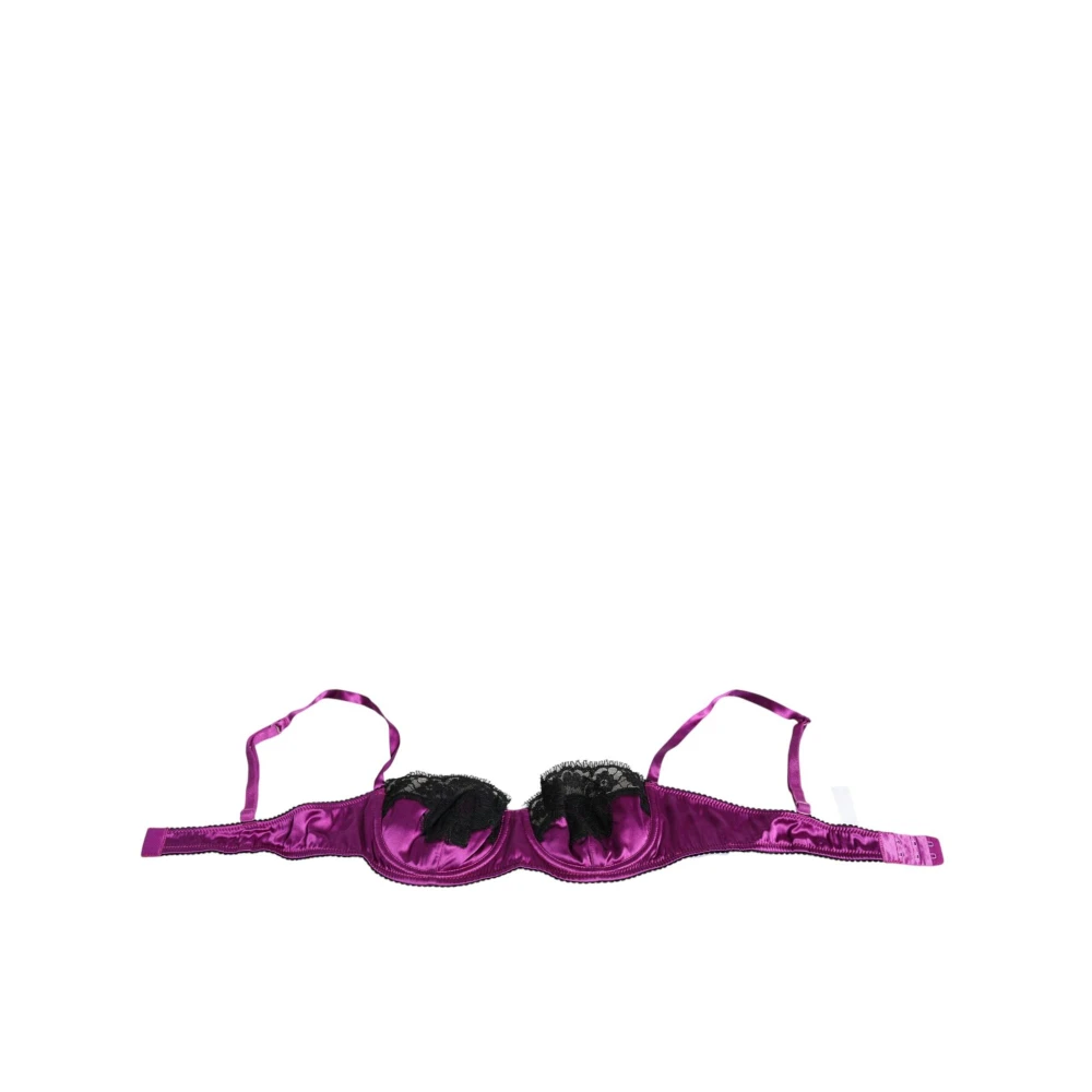 Dolce & Gabbana Paarse Zijden Balconette Beha met Haaksluiting Purple Dames