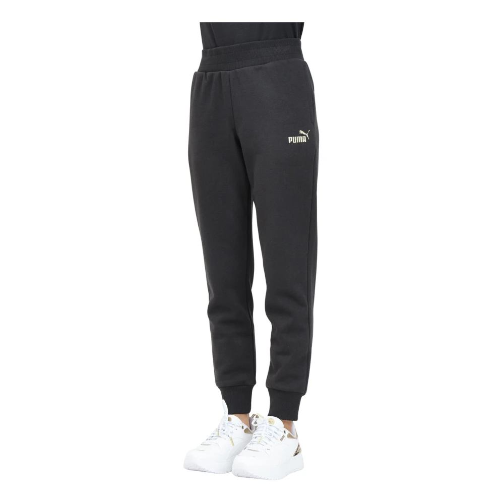 Puma Sportieve Glitter Logo Zwarte Broek Black Dames