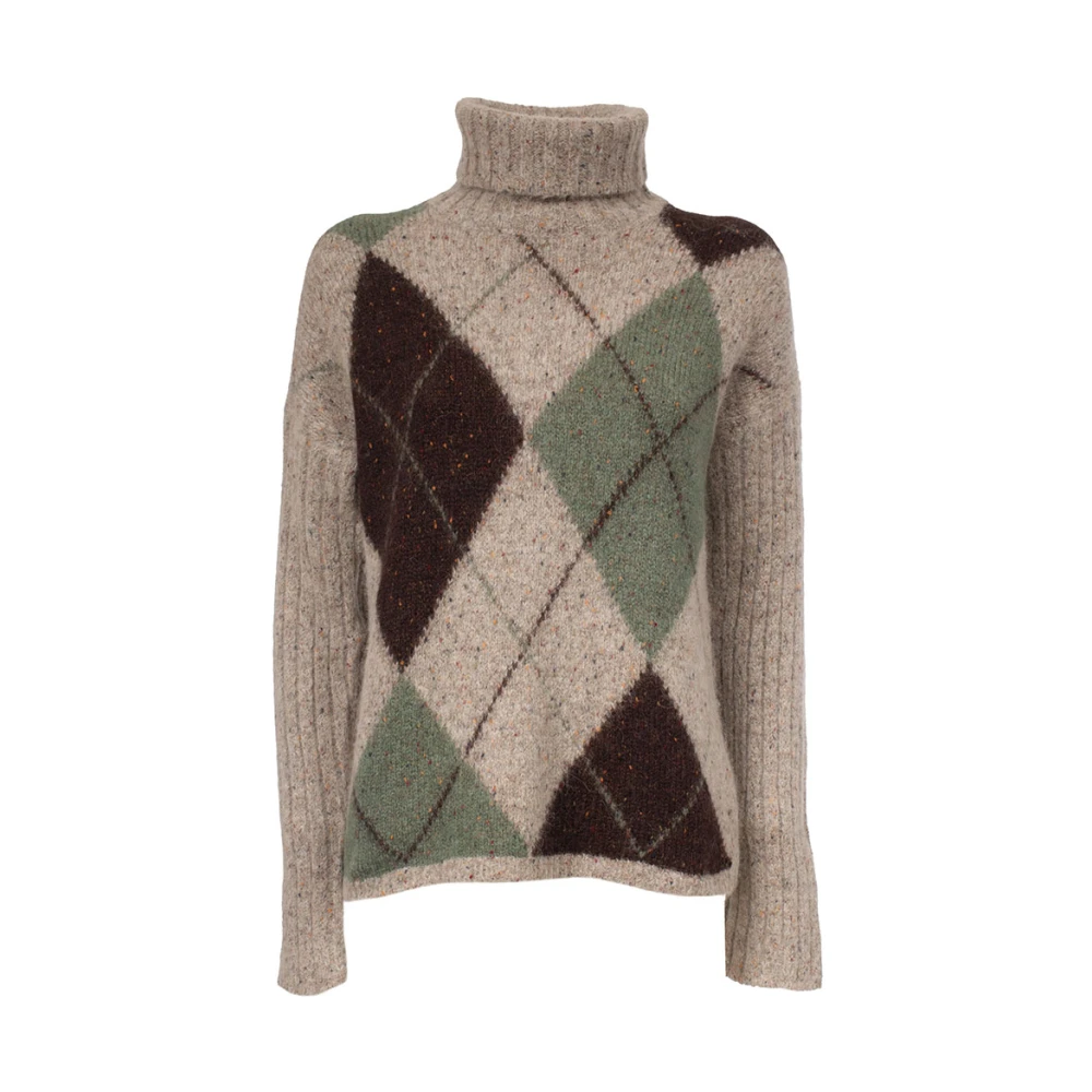 Gran Sasso Coltrui met Diamantpatroon en Hoge Kraag Beige Dames