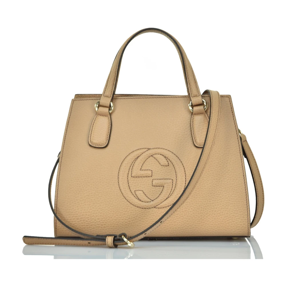 Gucci Soho Leren Hobo Tas met Handvat Beige Dames