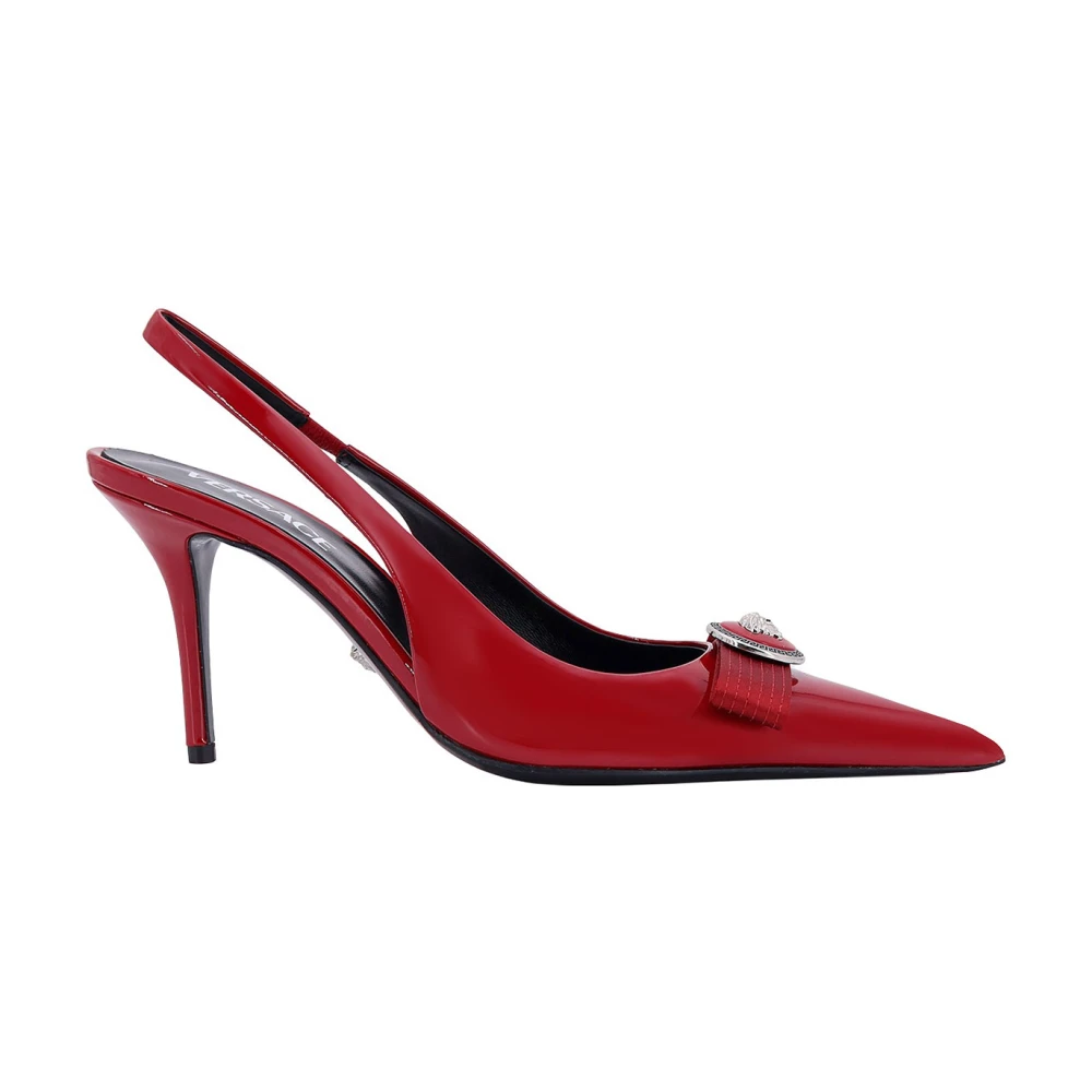 Versace Röda Stiletto Pumps med La Medusa Detalj Red, Dam