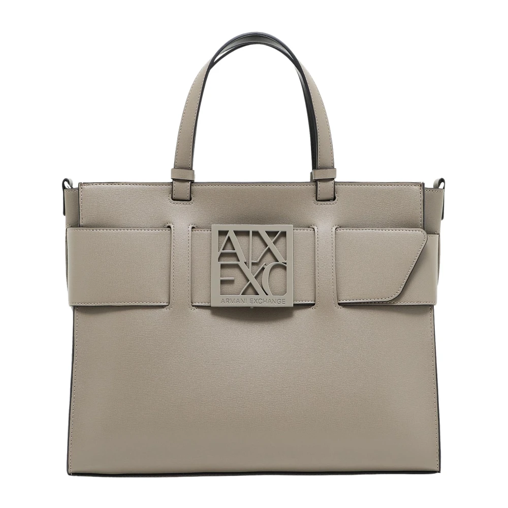 Armani Exchange Brun Toteväska Med Anpassad Logotyp