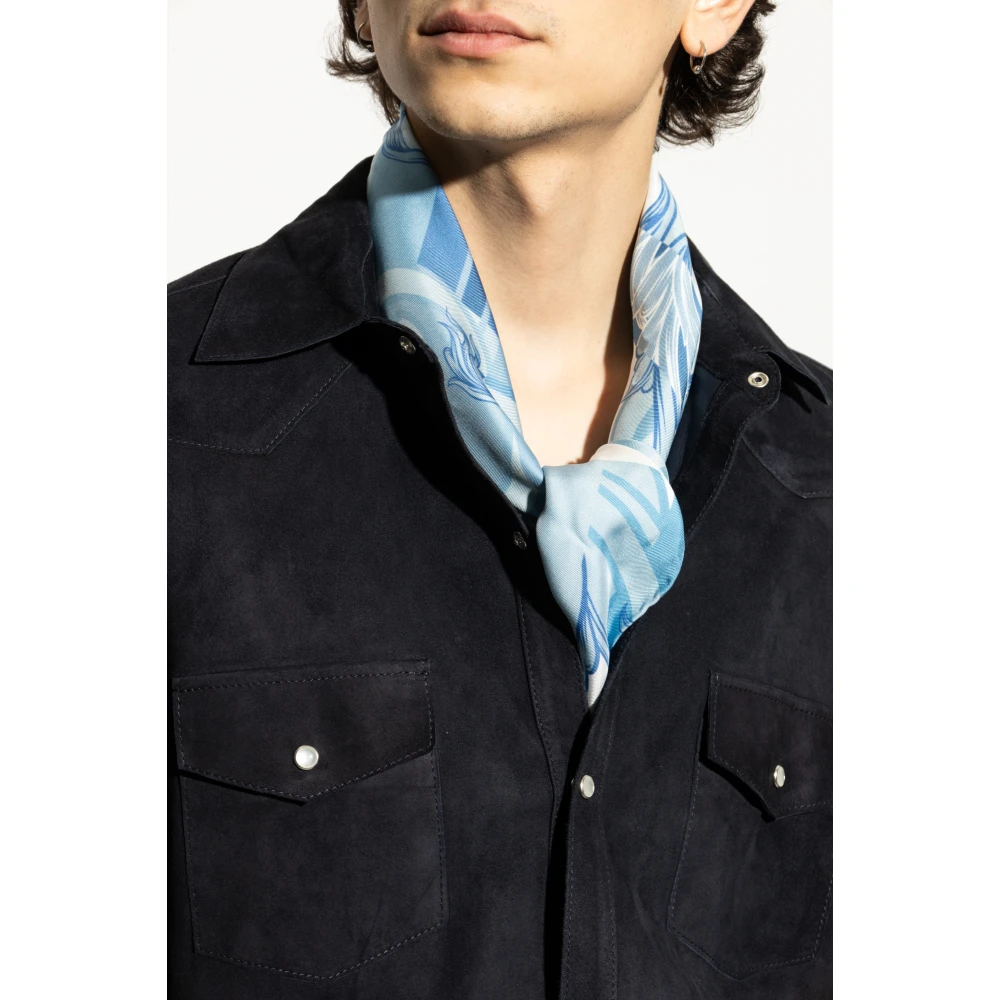 Moschino Zijden sjaal met print Blue Dames