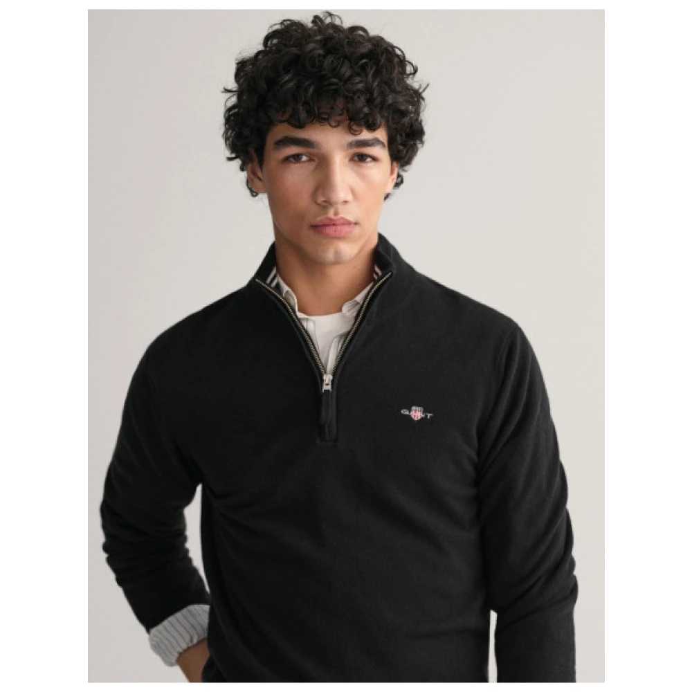 Gant Ultra Fijne Wol Half-Zip Trui Black Heren