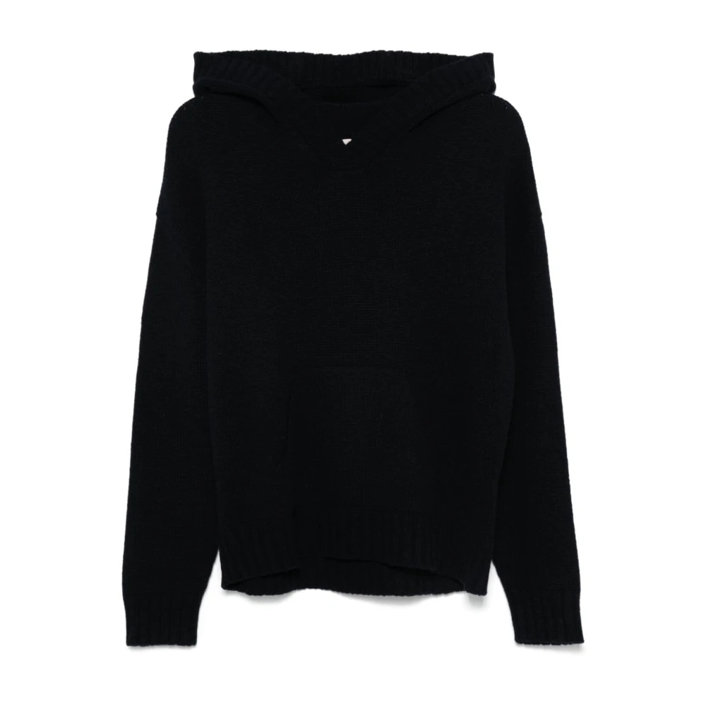 Semicouture Blå Cashmere Blandad Stickad Hoodie Blue, Dam