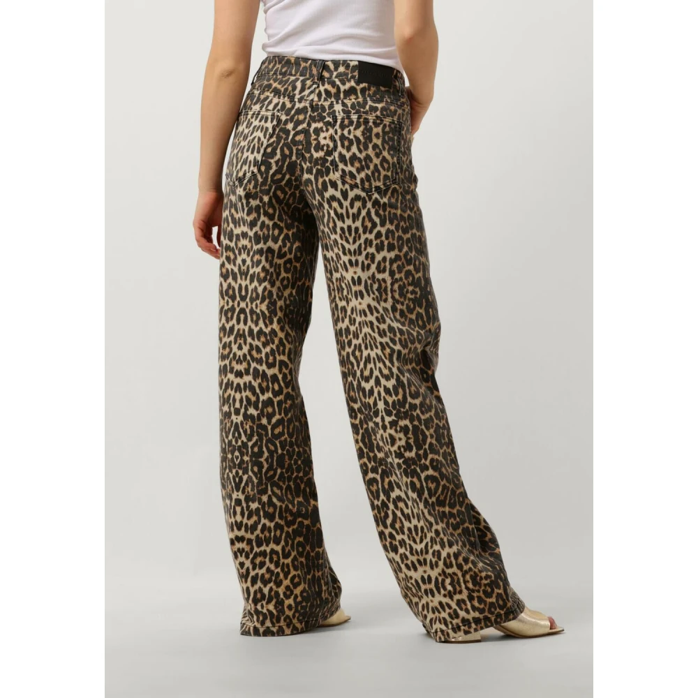 Co'Couture Luipaard Denim Panel Broek Brown Dames