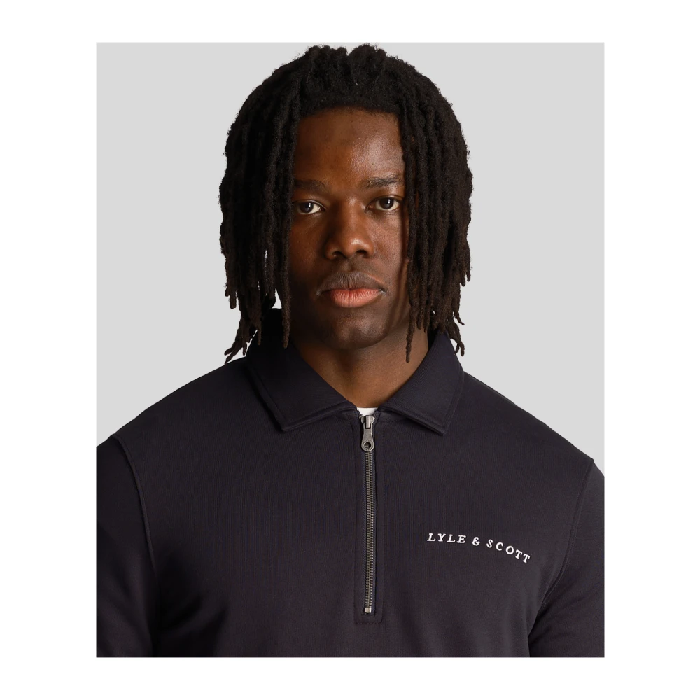Lyle & Scott Geborduurde Sweatshirt met Kraag Blue Heren