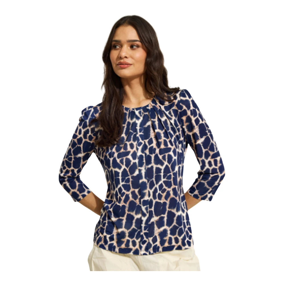 IN Front Blauwe Marcia Blouse 3 4 Mouwen Blue Dames