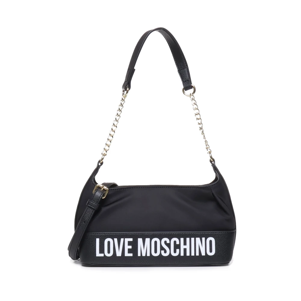 Love Moschino Logo Print Schoudertas Black Dames