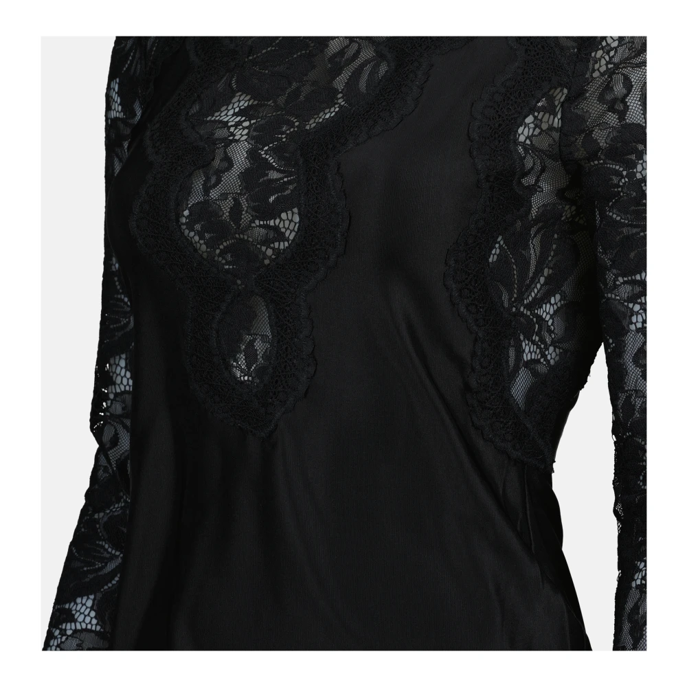 Paco Rabanne Elegante Satijnen en Kant Blouse Black Dames