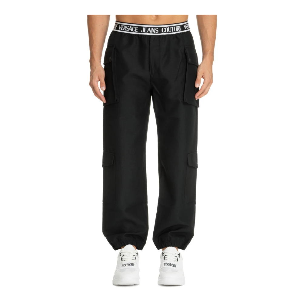 Versace Jeans Couture Logo Broek met Elastische Taille Black Heren
