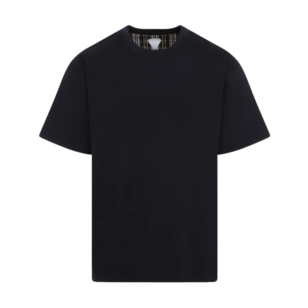 Bottega Veneta Navy Check T-Shirt Blue Heren