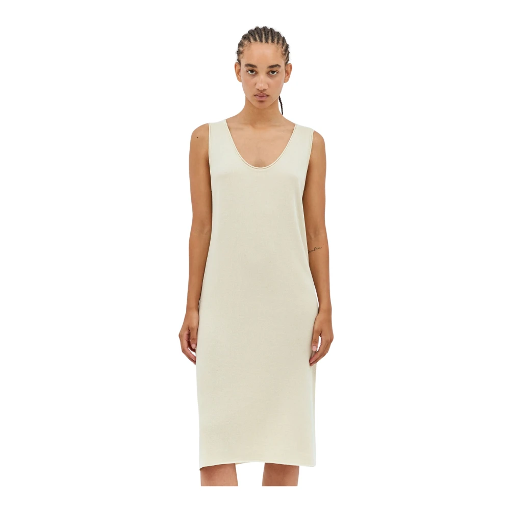 The Row Zijden Gebreide Garfield Midi Jurk Italië Beige Dames